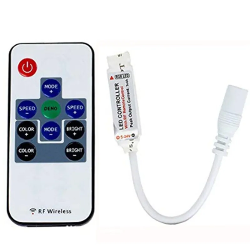 

RF Mini RGB Remote Controller 10Keys, DC 5V-24V MAX 12A Wireless Controller for 5050 3528 LED RGB Strip Lights