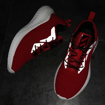 

Big Size 39-46 Flyknit Men Casual Shoes Solid Red Breathable Sneakers Men Tenis Masculino Adulto Reflective Trainer Men Shoes
