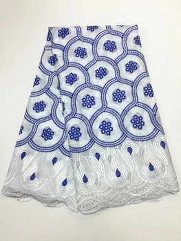 

(5yards/pc) African High Quality 100% Cotton 2017 Swiss Voile Nigerian Lace Fabrics Polished Cotton Eyelet Lace With Stone
