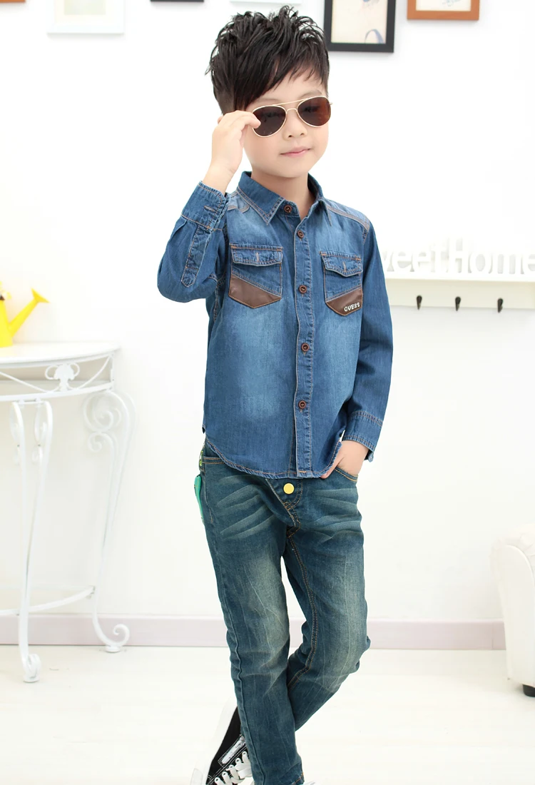 Kids Baby Boys Clothes Denim Shirt Long Sleeve