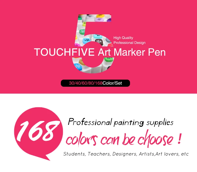 TouchFIVE маркер 30/40/60/80/168 Цвета ручка маркер комплект Dual Head эскиз маркеры кисточки ручка для рисования анимация дизайн товары для рукоделия