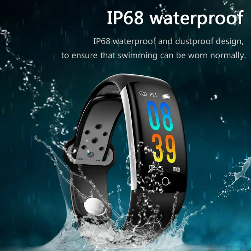Najtaniej 2019 Q6 opaska monitorująca aktywność fizyczną inteligentna opaska pasek do zegarka w formie bransolety HR Fitness tracker snu wodoodporna IP68 śledzenie aktywności smartband