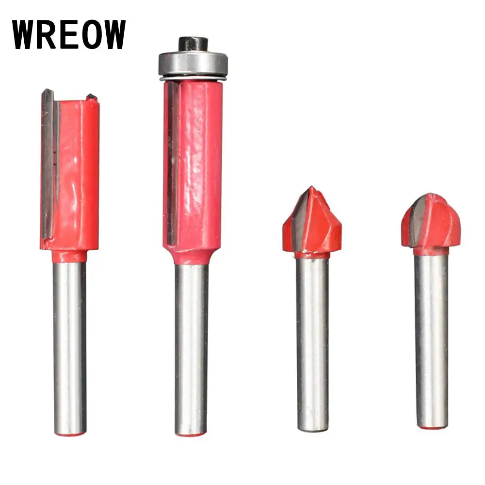 

WREOW 1/4inch Industrial Woodworking Milling Cutter Hand Tool Shank Wood Edge Trimmer Router Bit Original Alloy Material