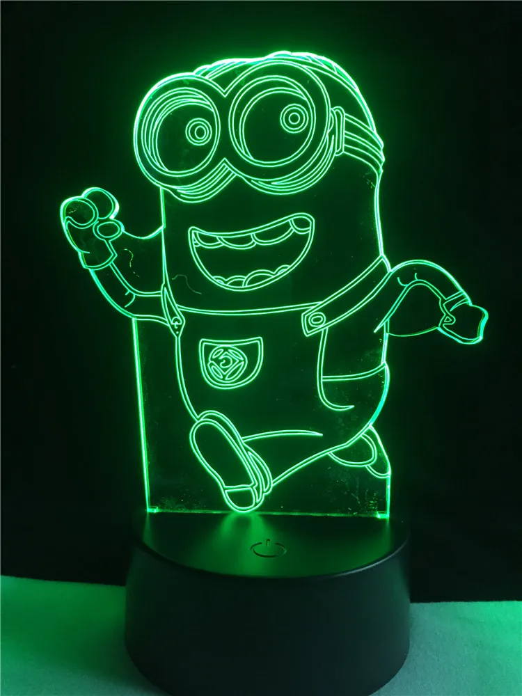 Мультфильм милый Счастливый маленький желтый человек 3D освещение вечерние декоративные настроения детская спальня светодиодный USB настольный ночник Подарки
