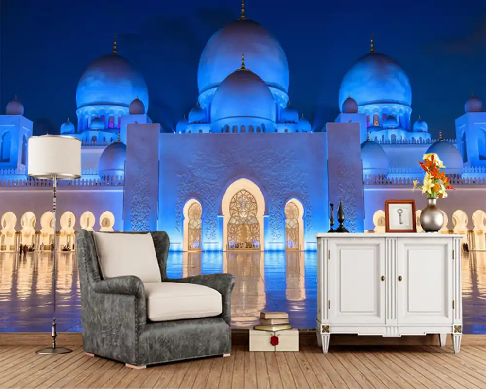 Emirates Grand Mosque Abu Dhabi City Photo 3d Wallpaper