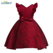 LONSANT, летние платья для маленьких девочек Однотонные нарядные платья с рукавами-крылышками и бантом праздничные платья принцессы для маленьких девочек, костюмы для девочек