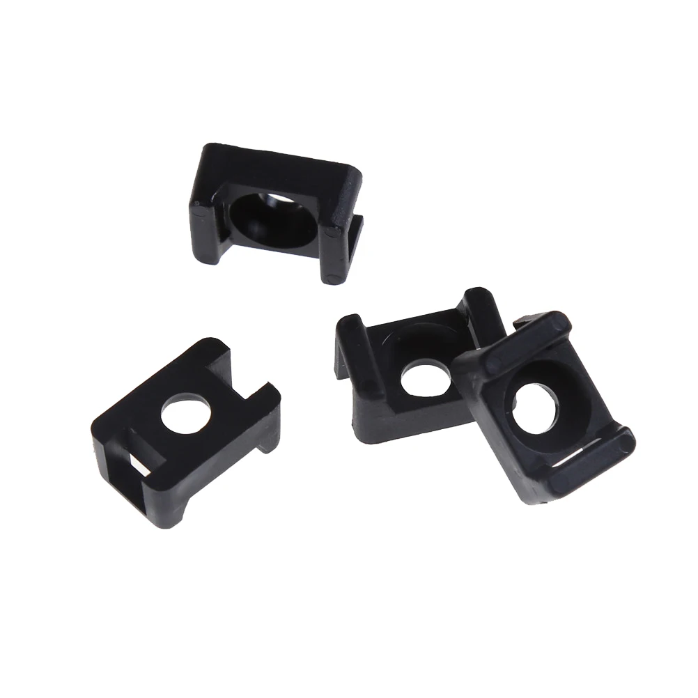 

100Pcs IMC Black and white 4.6mm Width Cable Tie Base Saddle Type Mount Wire Holder