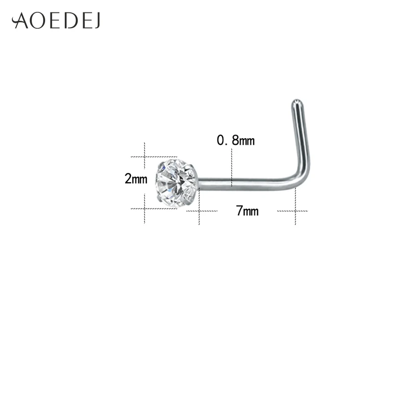 AOEDEJ 14 шт 1 лот 20 г Кристалл пирсинг носа ювелирные изделия из нержавеющей стали в форме L пирсинг Nariz кольца смешанные цвета