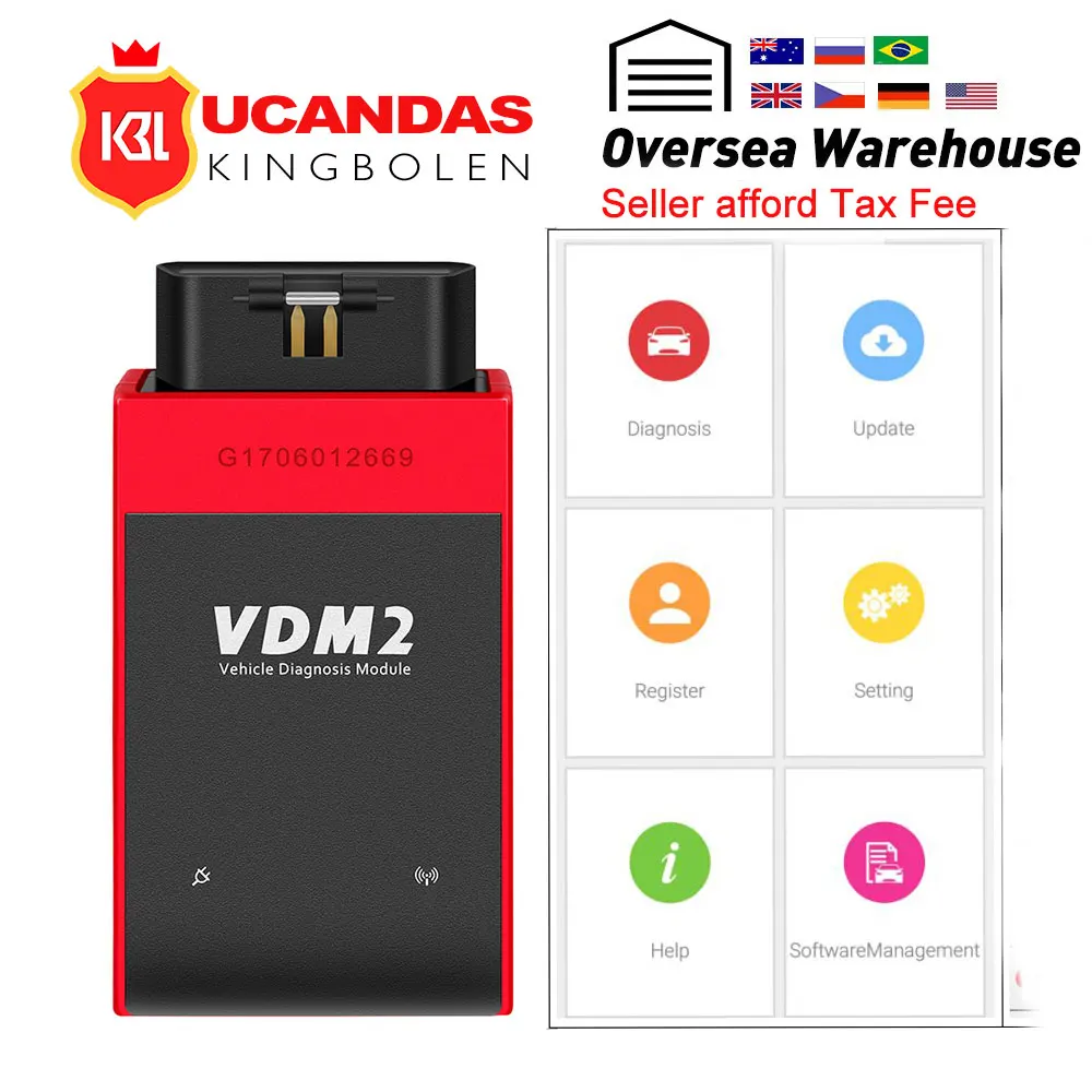 UCANDAS VDM2 VDM II Полная система V3.9 Wifi OBD2 автоматический диагностический инструмент VDMII