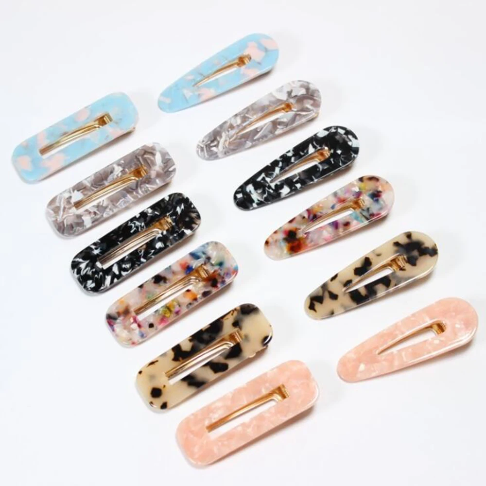 

YAOLOGE 38 Style Sweet Women Girls Acrylic Geometric Rectangle Hair Clips Tin Foil Sequins Hairpins Barrettes Headbands Headwear