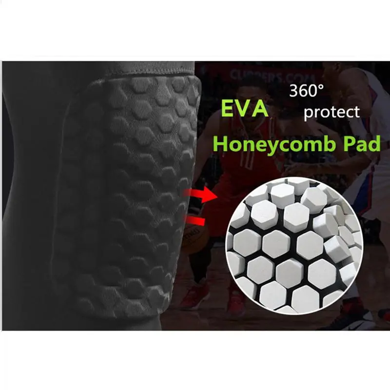 Running Compression Pants Men Gym Honeycomb Padded Tights Knee Support Fitness Leggings Jogging Training Sweatpants Sportswear