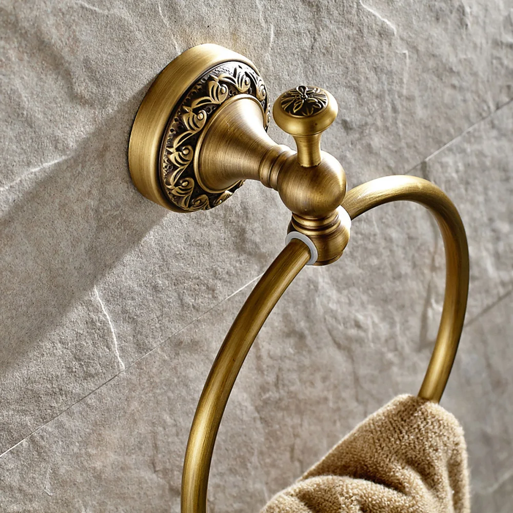 Лейден античный латунный комплект из 2 предметов, Серебряное настенное кольцо для полотенец, держатель для туалетной бумаги с крышкой, набор аксессуаров для ванной комнаты