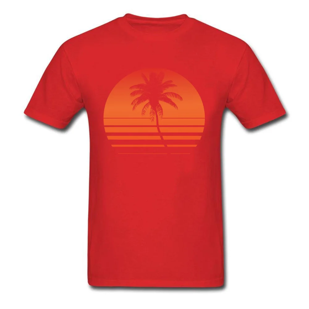 Male Tops Shirt sunset palm tree 2018 Discount Design T Shirt 100% Cotton Short Sleeve Normal Tee Shirts Crew Neck sunset palm tree red