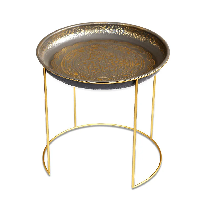 Современный минималистичный журнальный столик, мини чайный столик, держатель для цветочного горшка, складной Железный Круглый центральный стол, мебель для гостиной - Цвет: HH511000PC