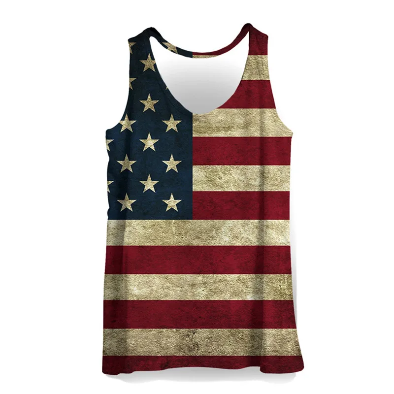 

New European and American men's muscular fitness dot 3D digital printed vest training breathable running