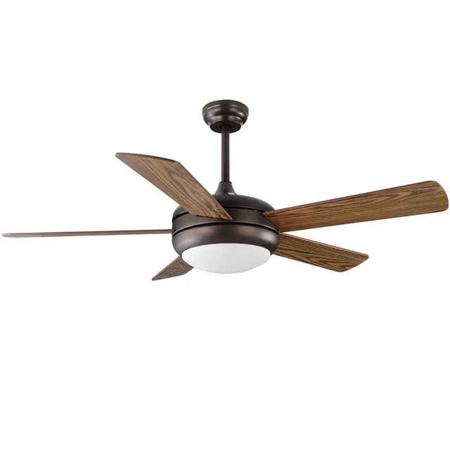 6 Leaves Ceiling Fan Modern Brown Fans With Lights Wooden 6 Leaves Ceiling Fan Modern Brown Fans With Lights Wooden Remote Control Led Light
