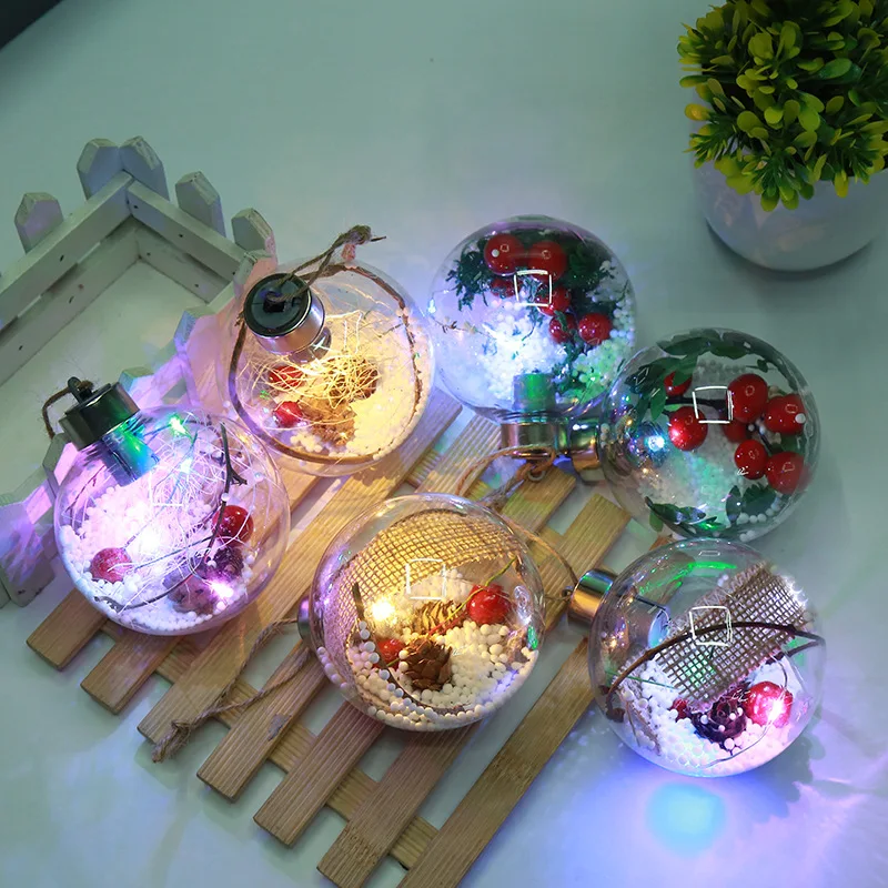 

8cm Christmas Tree Ornaments LED Light Christmas Ball 8cm Plastic Gift Ball for Xmas Holiday Outerdoor Decoration 8cm 3.149in