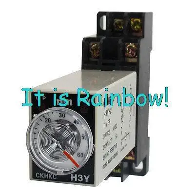 

Free Shipping DC 24V 8 Pins DPDT 0-60Min Timer Delay DIN Rail Time Relay H3Y-2 w Socket