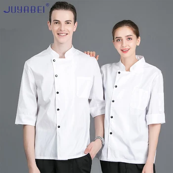 

2019 High Quality Unisex Summer Solid Color Short Sleeve Chef Uniform Restaurant Kitchen Hotel Breathable Workwear Jacket