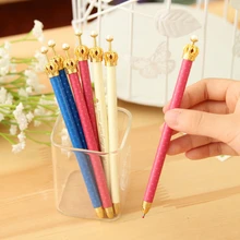 Рекламная акция, красивые гелевые студенческие ручки в форме короны, Шариковая чернильная ручка, школьные офисные принадлежности, Обучающие канцелярские принадлежности