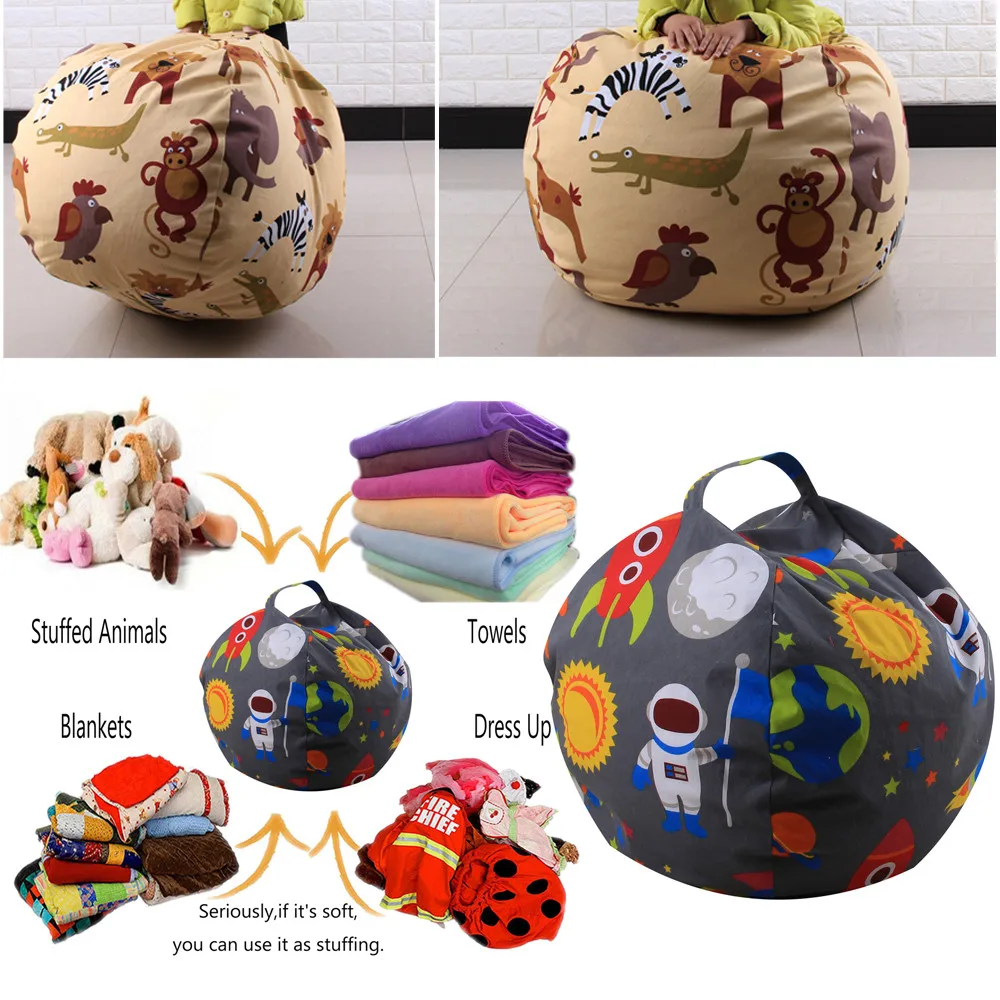 

Stuffed Animal Storage Bean Bag Chair Portable Kids Toy Storage Bag Modern Creative Storage Play Mat Clothes Organizer Tool