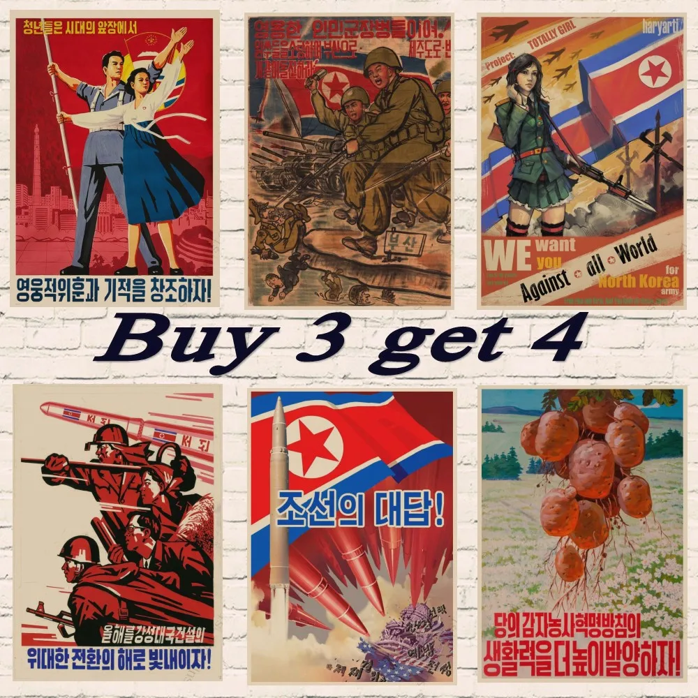 

New Vintage North Korea Propaganda Poster the Great Leader Classic kraft paper Paintings Wall Posters Stickers Home Decor Gift