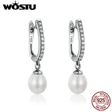 WOSTU Аутентичные 925 пробы серебряные уникальные элегантные серьги для женщин модные серьги серебряные украшения Brincos FIE194