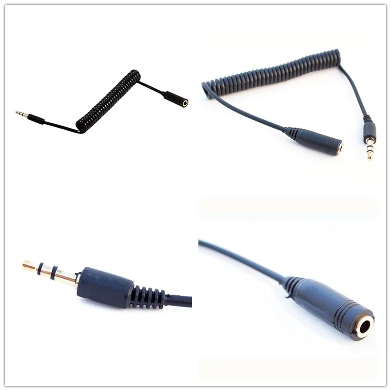 

1Pcs 3.5mm Jack Male To Female Spring Aux Extension Cord Spiral Stereo Audio Cable