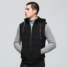 Мужская жилетка с капюшоном, новая осенняя теплая безрукавка, Мужская зимняя жилетка с хлопковой подкладкой, мужская жилетка, повседневные пальто, верхняя одежда VT-229