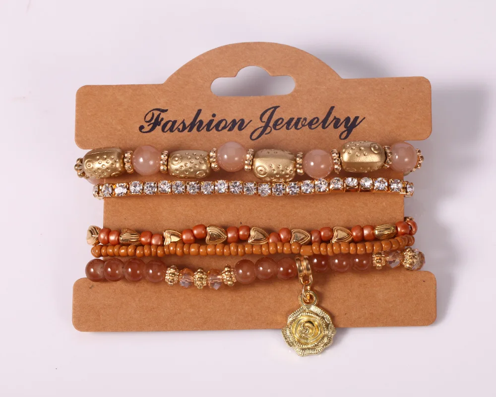 Golden Rose multi bead bracelet wholesale beautiful bracelet Japan