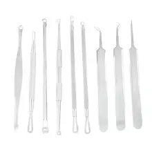 9 шт., гигиенический экстрактор из нержавеющей стали для удаления угрей и угрей, для удаления пятен, прыщей, для дома, сделай сам, для чистки лица, инструменты для красоты, T77