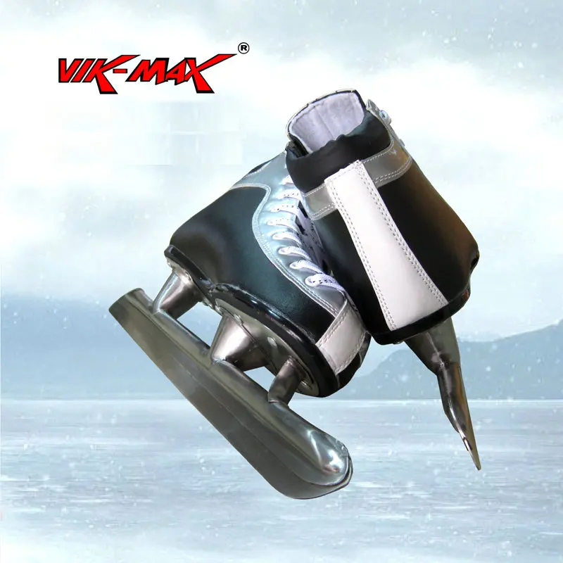 VIK-MAX جلد طبيعي رخيصة سرعة الجليد سكيت أحذية مع الفولاذ المقاوم للصدأ الجليد شفرة فقط الولايات المتحدة الأمريكية 9 حجم اسمحوا لسرعه البيع أحذي...