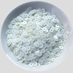 Assorted Flat Round PVC Sequins for Crafting and Decoration (Milk White)