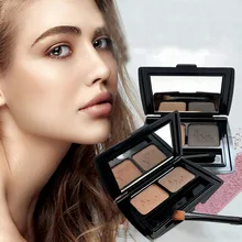 2 цвета пудра для бровей Палитра косметический бренд корректор для бровей профессиональный водонепроницаемый макияж тени для век с щеткой зеркальная коробка