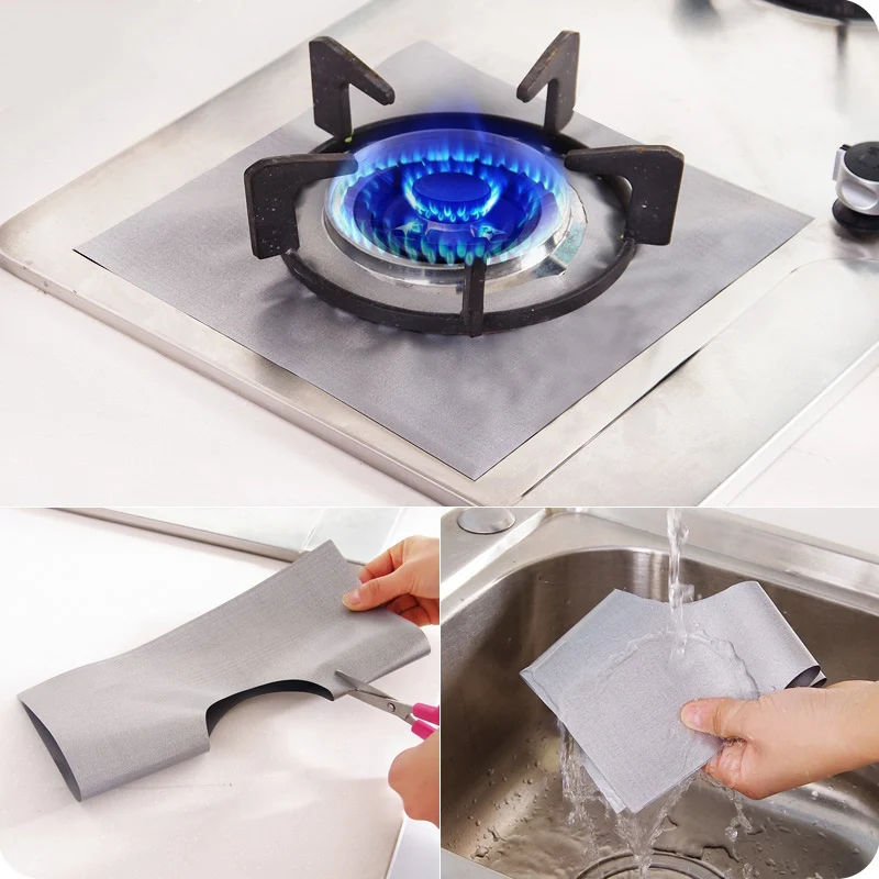 

4PCS New Brand Burner Protector Reusable Foil Gas Cooker Range Cooktop Liner Cover For Cleaning Kitchen Tools