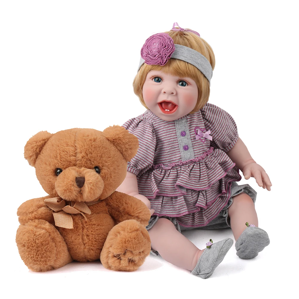 22 дюйма реалистичные мягкие силиконовые куклы для новорожденных Bebe boneca девочек