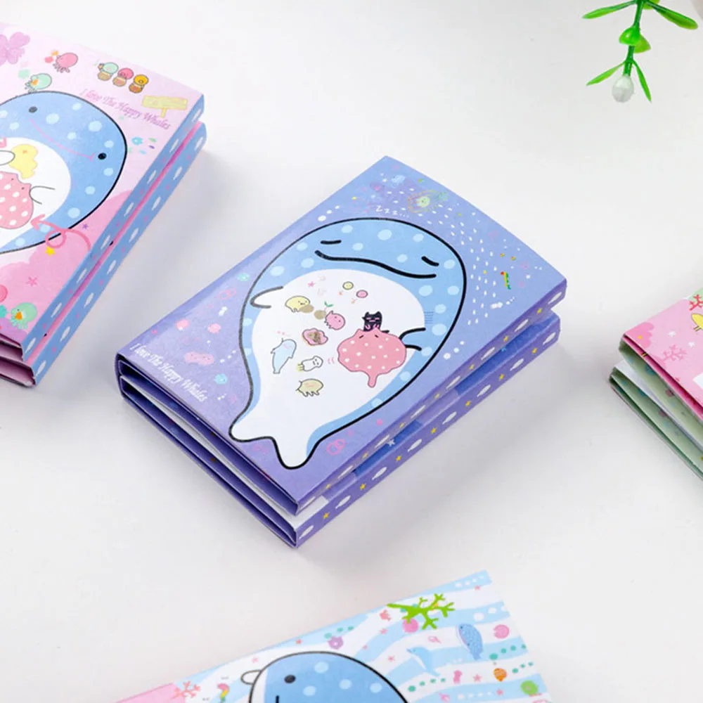 Kawaii Whale Fish 6 Folding Memo Pad Sticky Notes Paper Craft Bookmark Stationery School Office Supply Notepads