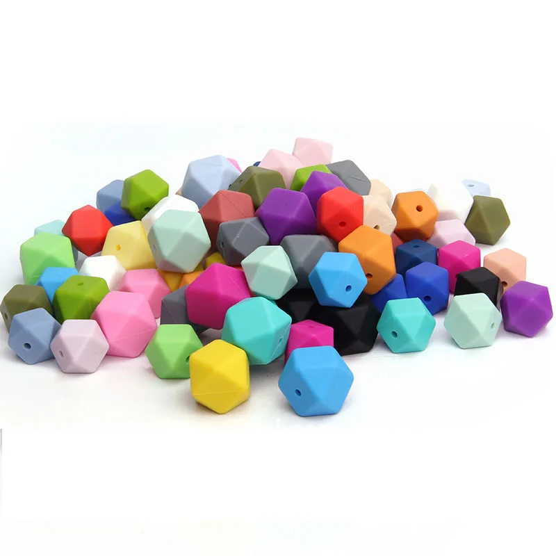 50Pcs Food Silicone Beads Hexagon 17mm Diy Baby Chew Necklace Bpa Free Nursing Jewelry Silicona Bead Teething Infant Toys