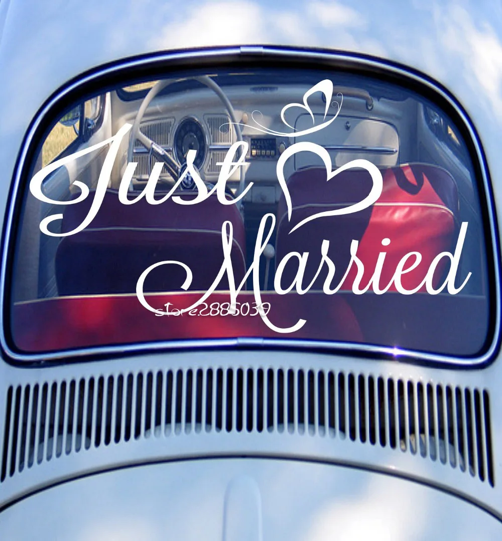 Just Married свадебные наклейки на стену декоративные фигурки автомобиль наклейка водостойкие виниловые съемные Свадебные Лидер продаж росписи ZA107C