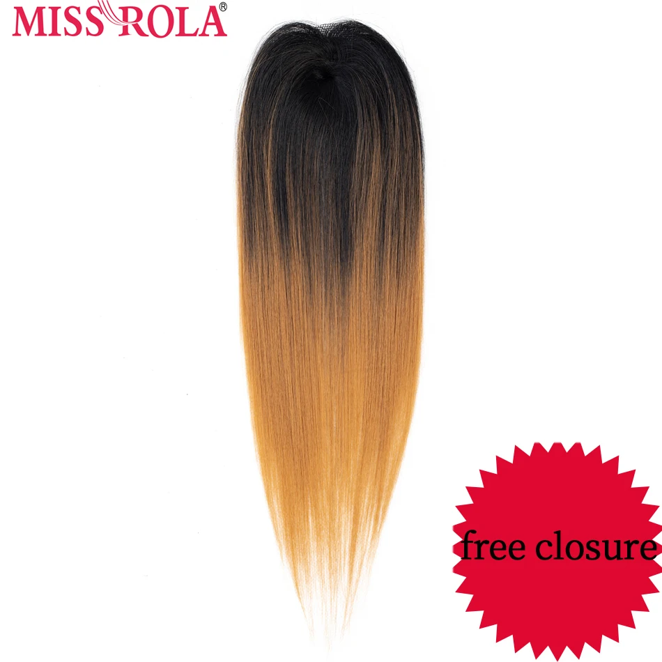 Miss Rola Synthetic Straight Hair Weft Ombre Colored Hair 8-14inch 4 + 1pcs/Pack 200g T1B/30 Weaving Bundles With Free Closure hair extensions