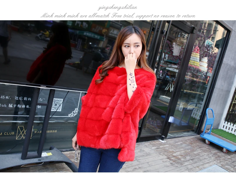 Flash Deal Real Fur Coat Natural Fur   2019 Fashion Whole Real Mink Winter Women  Short Loose Coat  Bats Sleeves Retail/WholesaleTopQuality 10