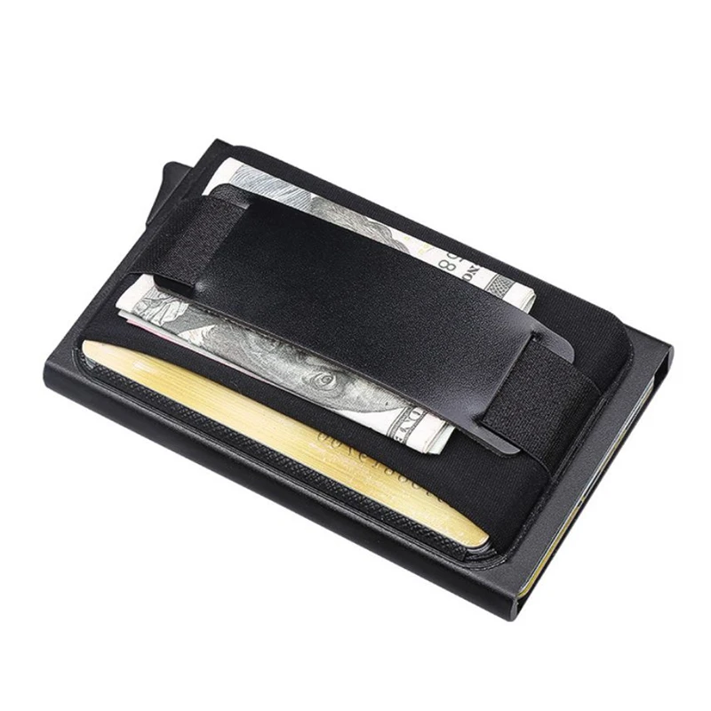 Men Aluminum Wallets With Back Pocket ID Card Holder RFID Blocking Mini Slim Metal Wallet Automatic Slide Credit Coin Purse | Багаж и