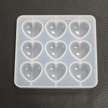 

Epoxy Mold Manual DIY Crystal 9 Hole Heart Shape Mold Silicone High Mirror Pendant Handmade Making Molds