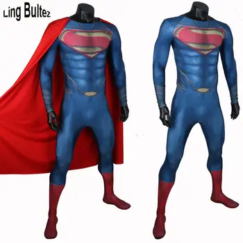 

Ling Bultez High Quality Muscle Shade Superman Costume Adult 3D Print Man of Steel Suit Movie Superman Spandex Suit
