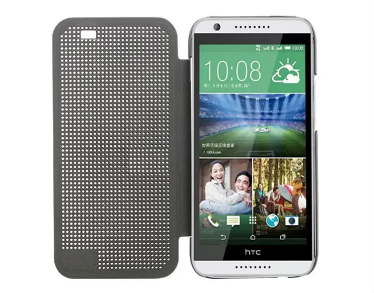 Тонкий чехол в горошек для HTC 820G ударопрочный силиконовый оригинальный кожаный с