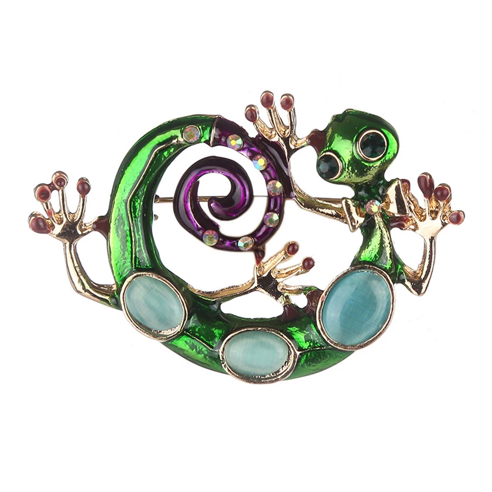 

Snake Green Brooch Alloy Jewelry Unique Fabala Gecko Enamel Lizard
