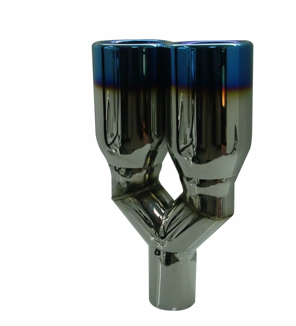 

2pcs/set Universal Design Y-Style Modified Blue Car Vehicle Exhaust Tail Muffler Tip Stainless Steel Pipe 7002