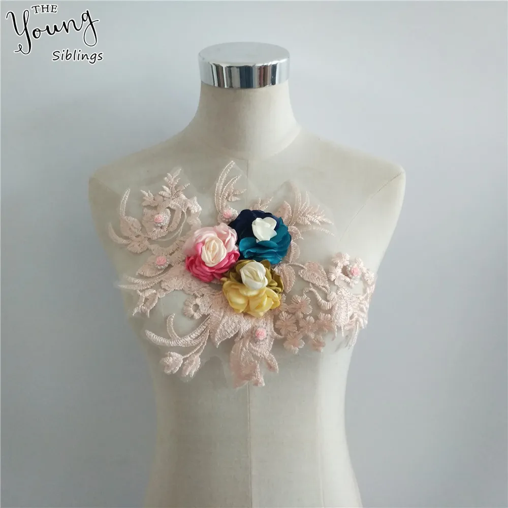 

New arrive Embroidery Tulle Flower Venise Neckline Sewing Applique Lace Fabric Collar DIY Craft Dress Accessories 1pcs sell