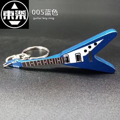 QiCai KEYRING-005 дерево ручной работы Flying-V Форма Брелок-гитара - Цвет: Синий