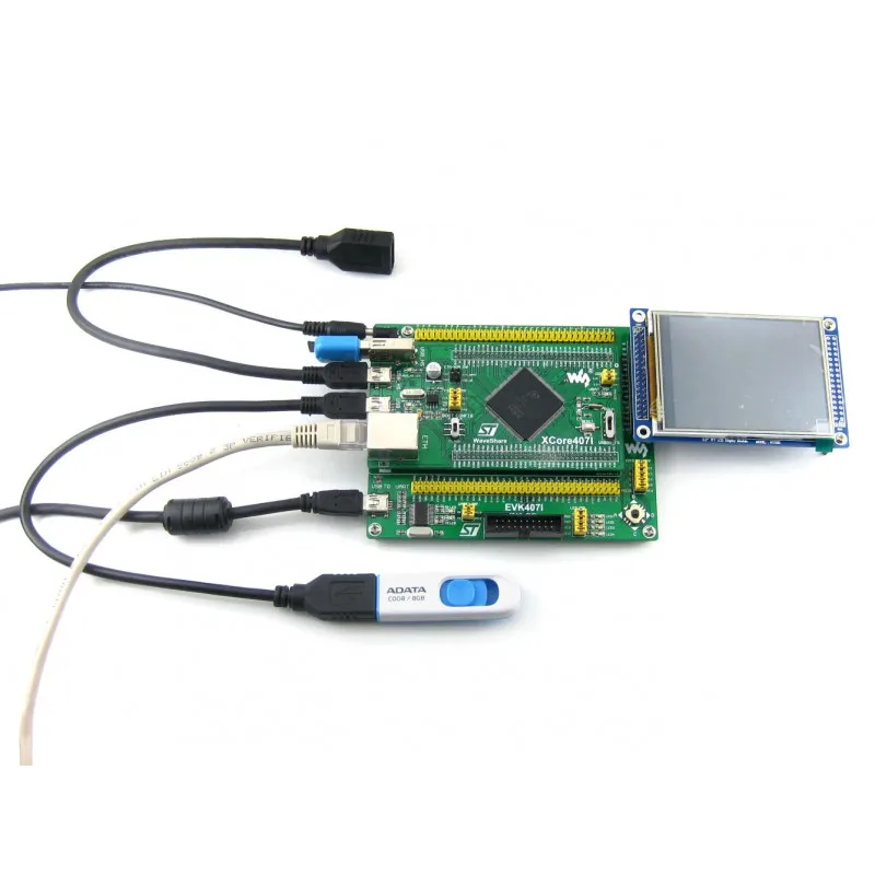 EVK407I = STM32 плата STM32F407IGT6 Cortex-M4, с USB HS/FS, Ethernet, NandFlash, JTAG/SWD, USB в UART, с 3,2 '320x240 сенсорный ЖК